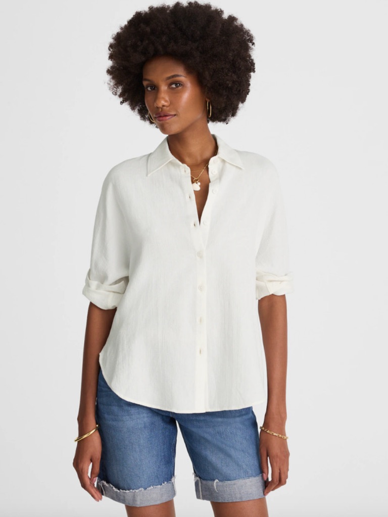 Madewell Nwt Cotton Double Gauze Oversized Shirt Size Medium In White